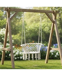 Hanging Hammock Chair with Cotton Rope, Macrame Swing Seat for Home Patio