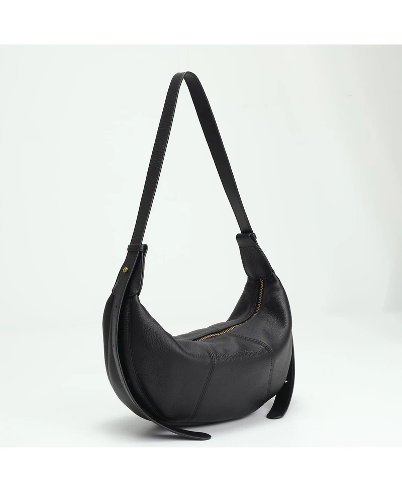 Susu Vera Leather Crescent Bag Half-Moon Hobo Croissant Style Dumpling Shoulder Purse