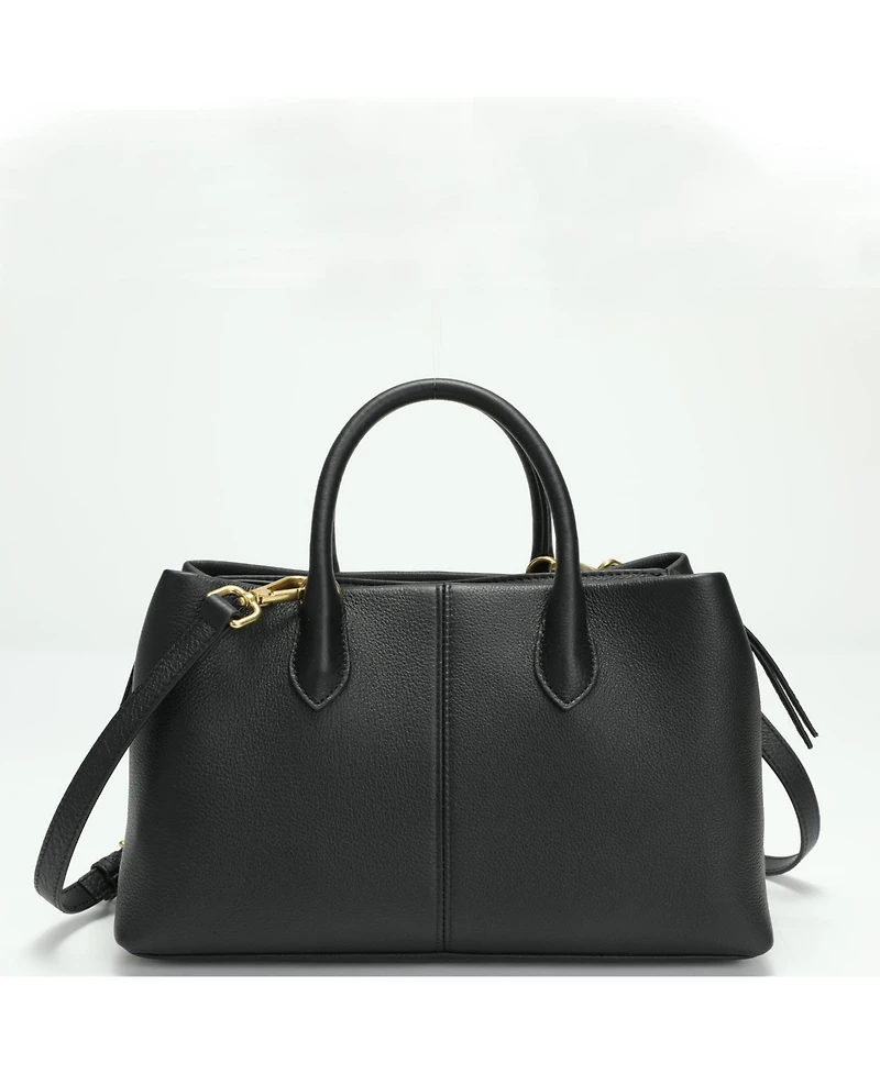 Susu Luna Pebbled Leather Top Handle Satchel Bag for Women Structured Crossbody Shoulder Handbag