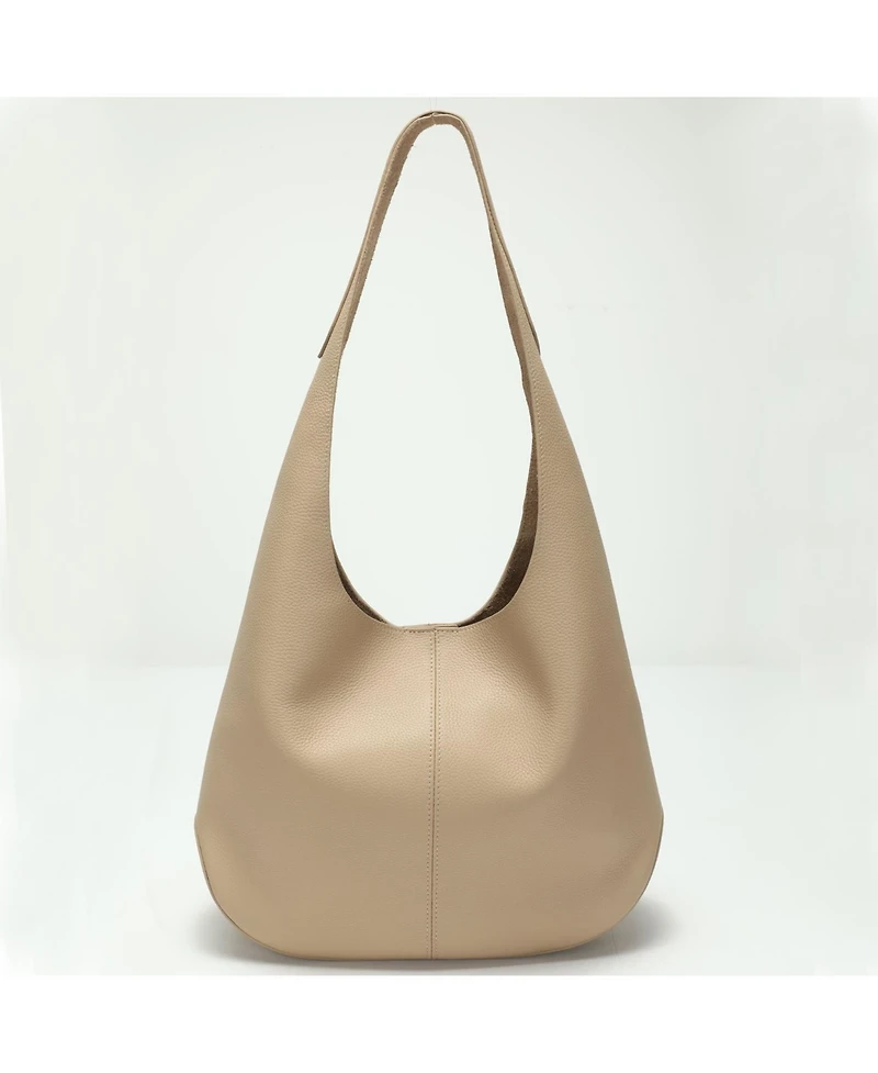 Susu Arc Leather Crescent Hobo Bag Soft Pebbled Shoulder Casual Slouchy Handbag