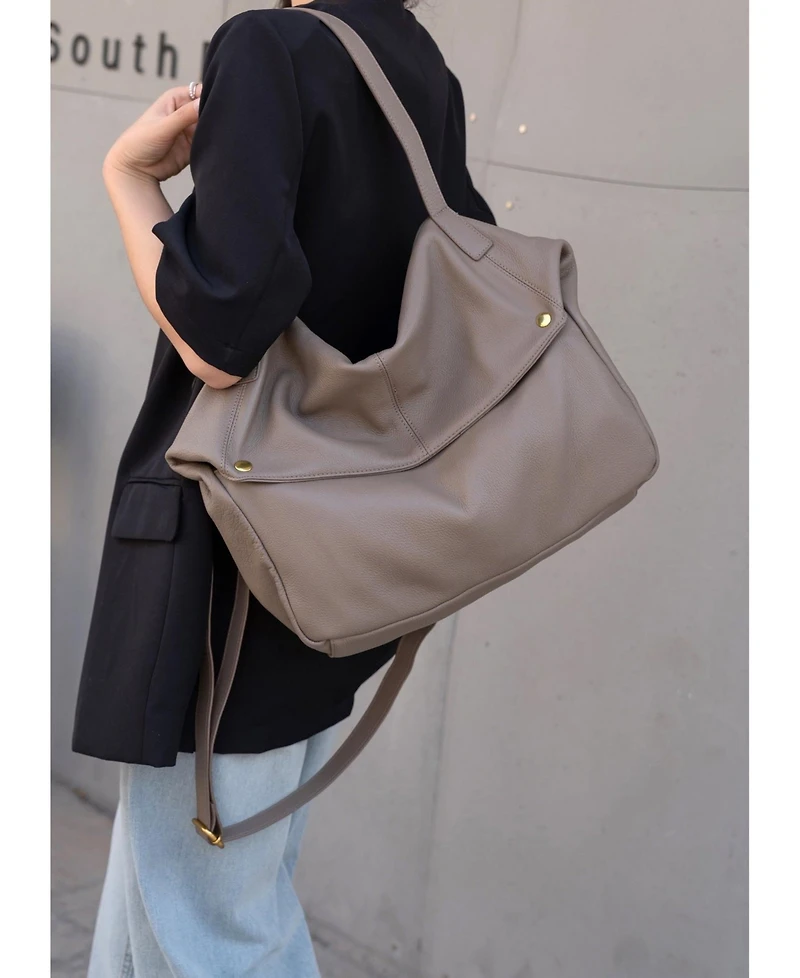 Susu Sia Large Pebbled Leather Hobo Bag Slouchy Shoulder Bag with Adjustable Crossbody Strap Soft Everyday Tote Purse for Women