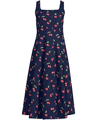 Lands' End Women's Princess Seamed Cotton Poplin Midi Dress