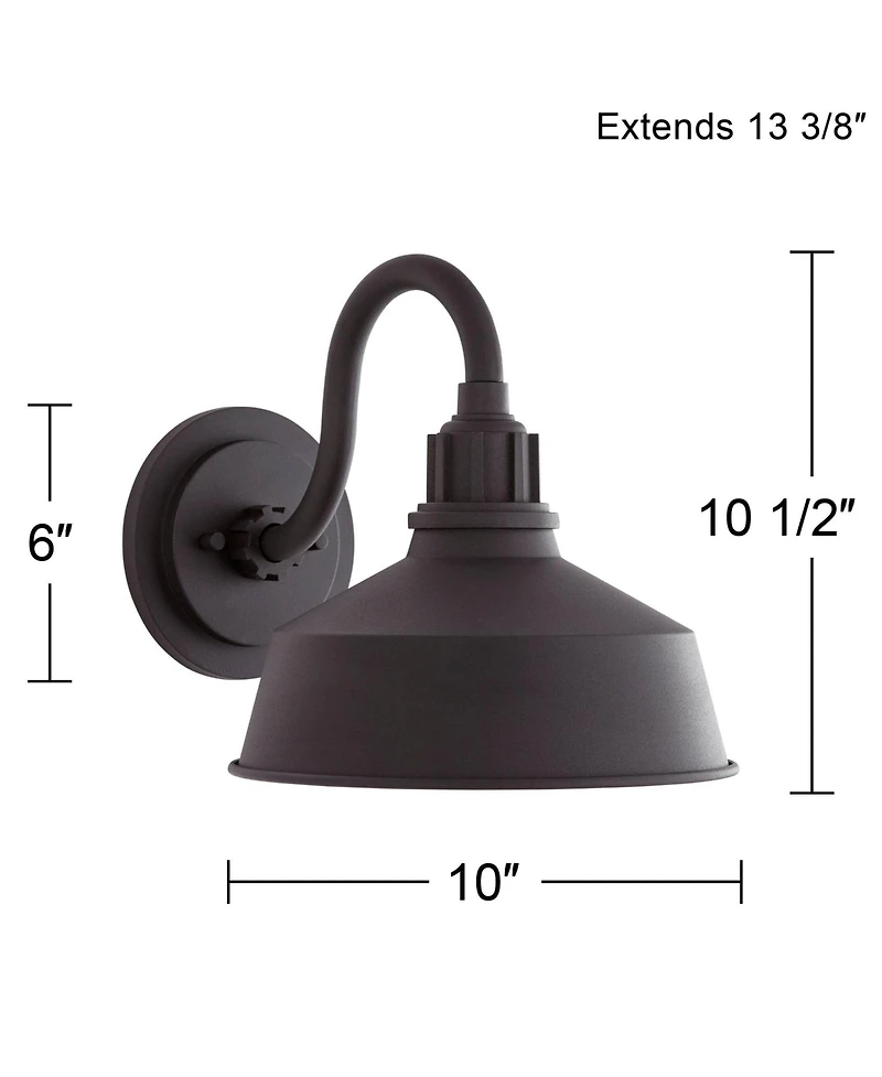 Franklin Iron Works Arnett Rustic Industrial Farmhouse Outdoor Barn Light Fixture Gooseneck 10 1/2inches for Exterior Deck House Porch Patio Outside