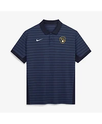 Nike Men's Navy Milwaukee Brewers Authentic Collection Striped Victory Dri-fit Polo Shirt