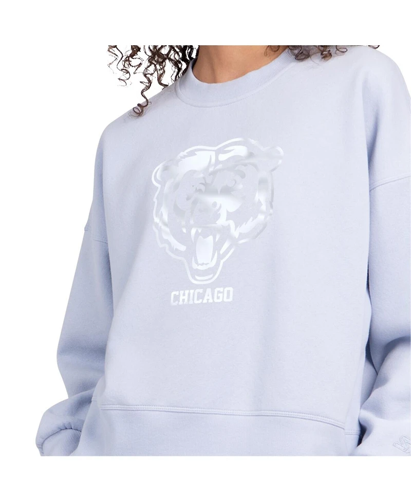 Starter Women's Light Blue Chicago Bears Travel Pastels Boxy Fleece Sweatshirt