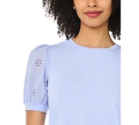 CeCe Women's Short-Sleeve Crewneck Top