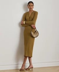 Lauren Ralph Women's Slim-Fit Henley Neck Midi Dress