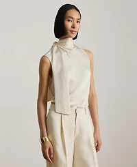 Lauren Ralph Women's Tie-Neck Sleeveless Blouse
