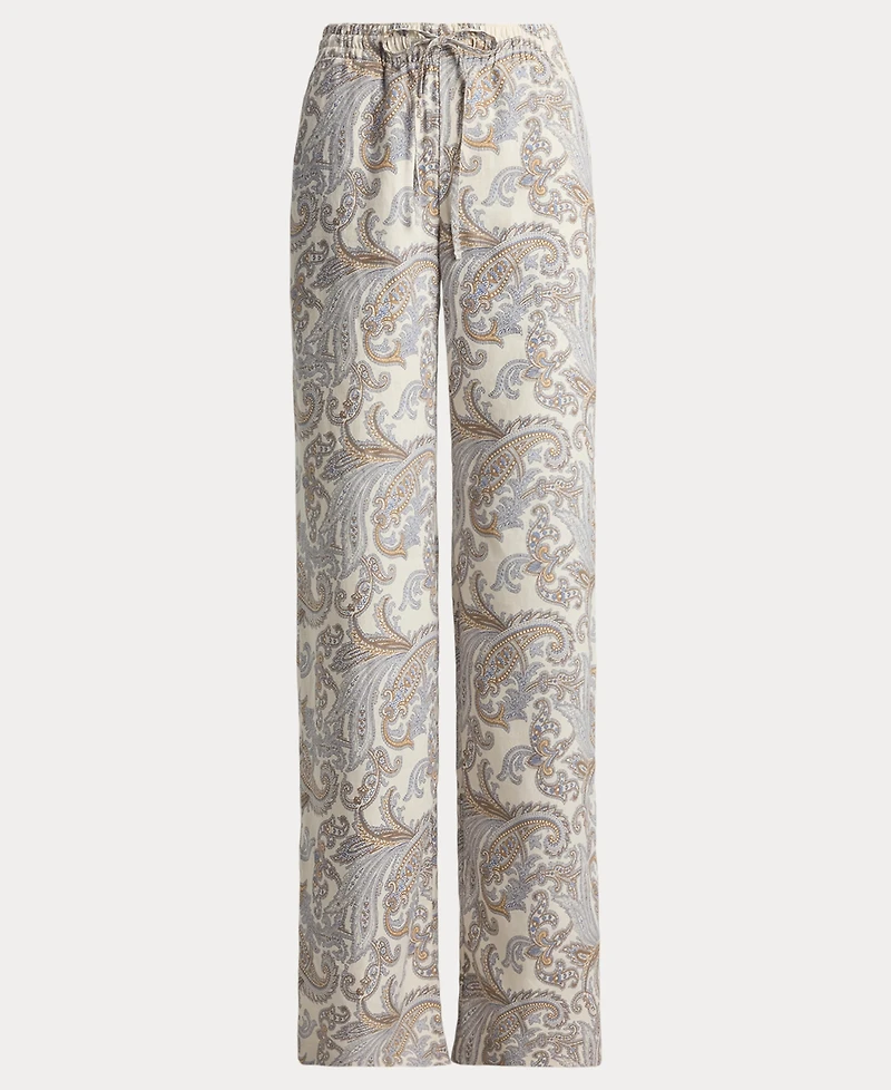 Lauren Ralph Women's Linen Mid-Rise Wide-Leg Pants