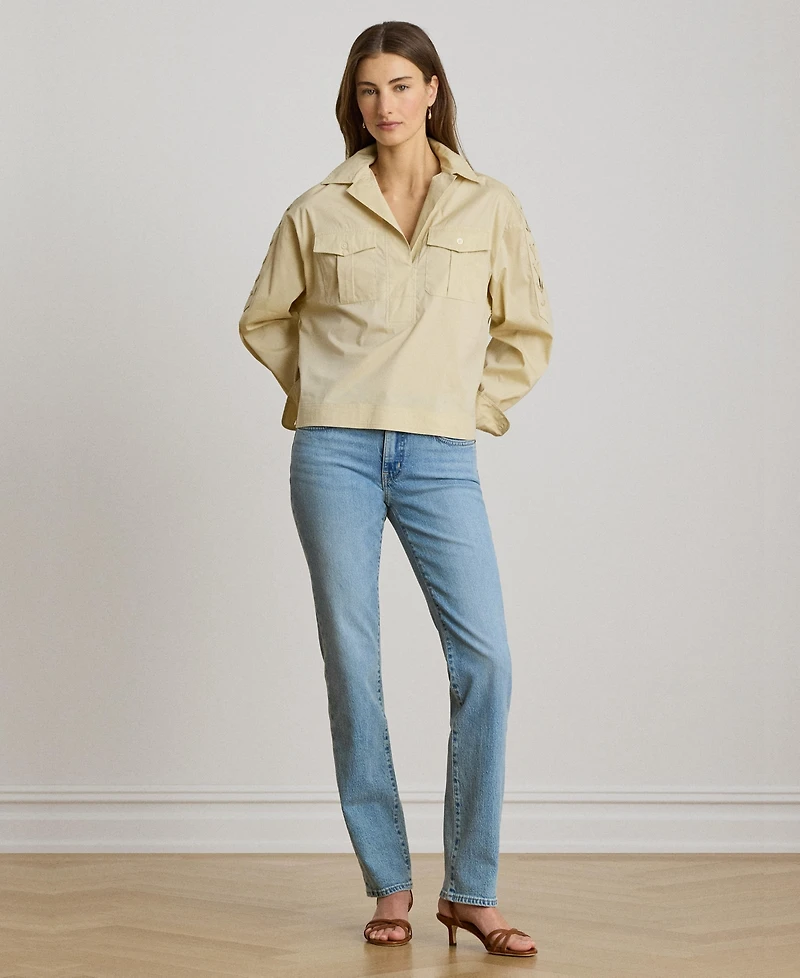 Lauren Ralph Women's Long-Sleeve Cropped Shirt