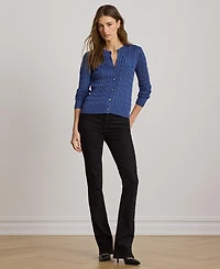 Lauren Ralph Women's Crewneck Buttoned Placket Cardigan Sweater
