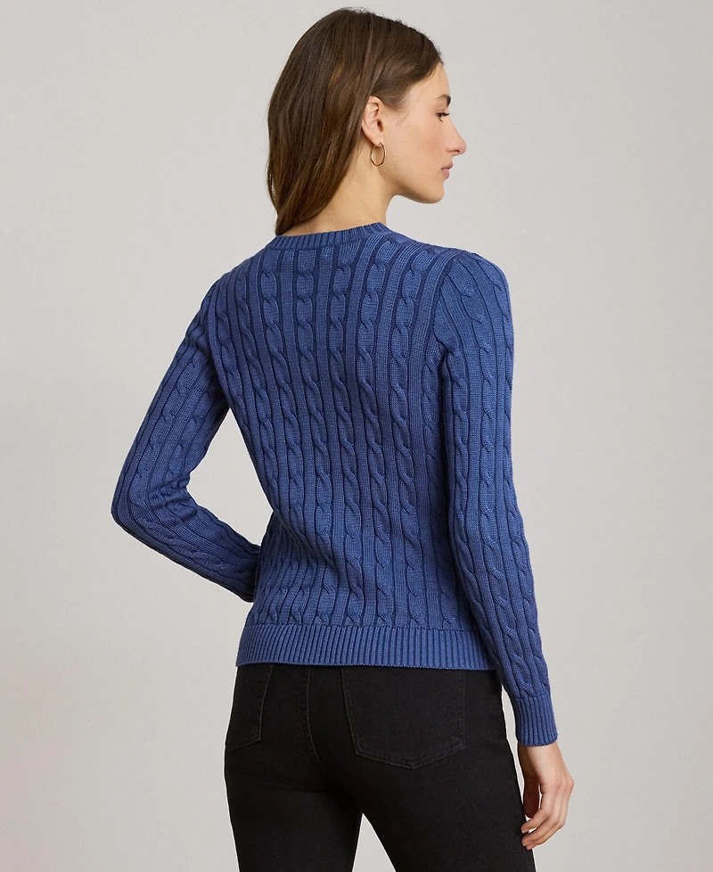 Lauren Ralph Women's Crewneck Buttoned Placket Cardigan Sweater