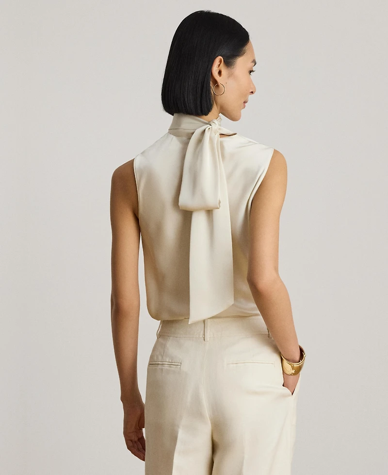 Lauren Ralph Women's Tie-Neck Sleeveless Blouse