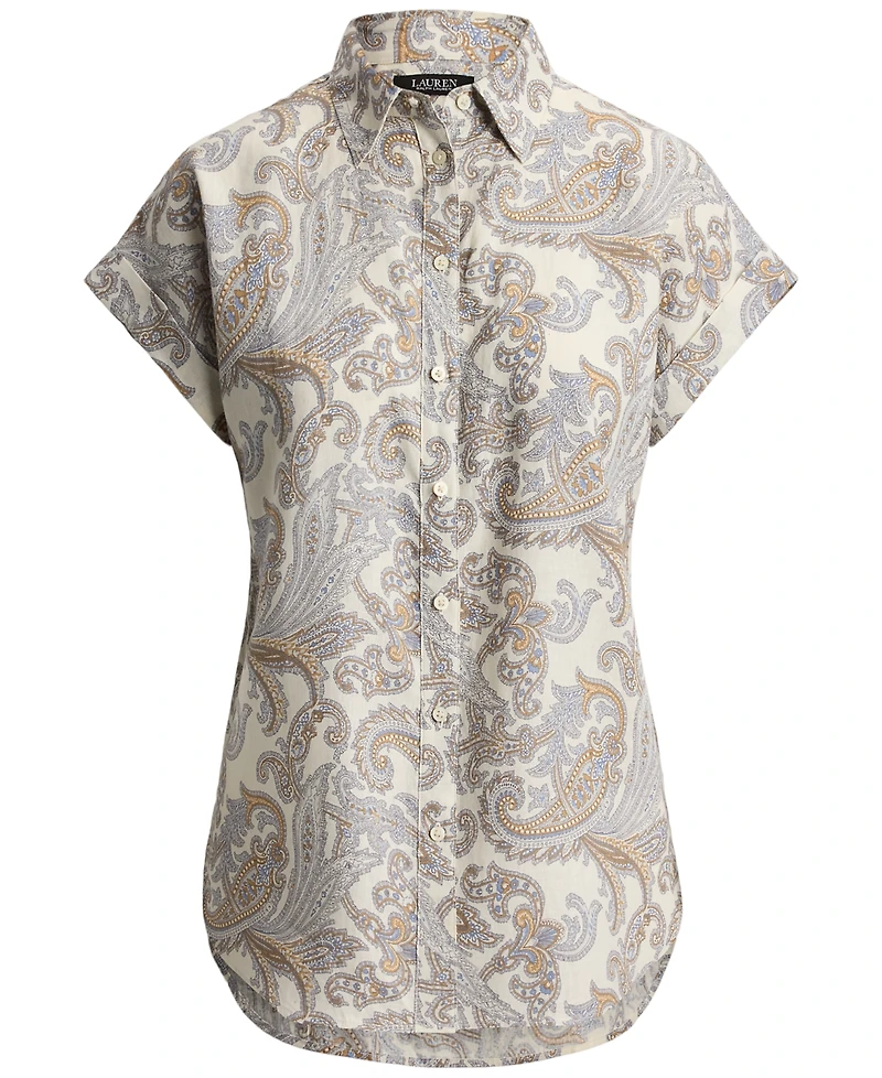 Lauren Ralph Petite Paisley Short-Sleeve Shirt