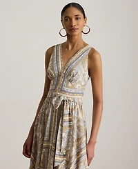 Lauren Ralph Lauren Petite V-Neck Handkerchief-Hem Dress