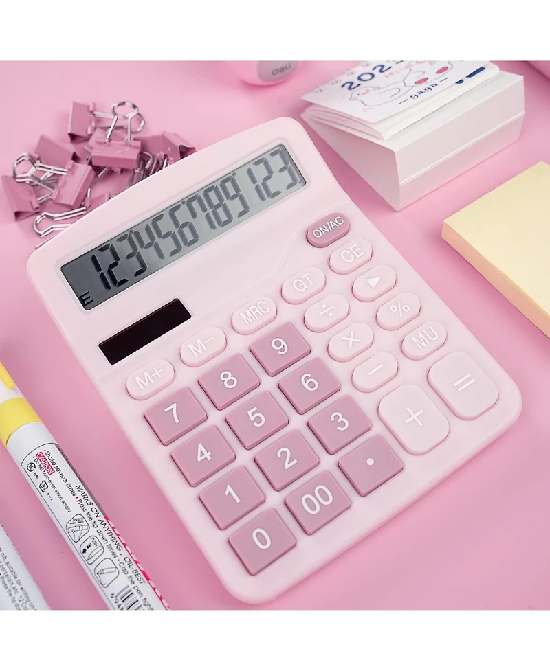 Danrong Cute Desktop Calculator Big Buttons, Dual Power Solar/Battery, Large Display for Office Teachers