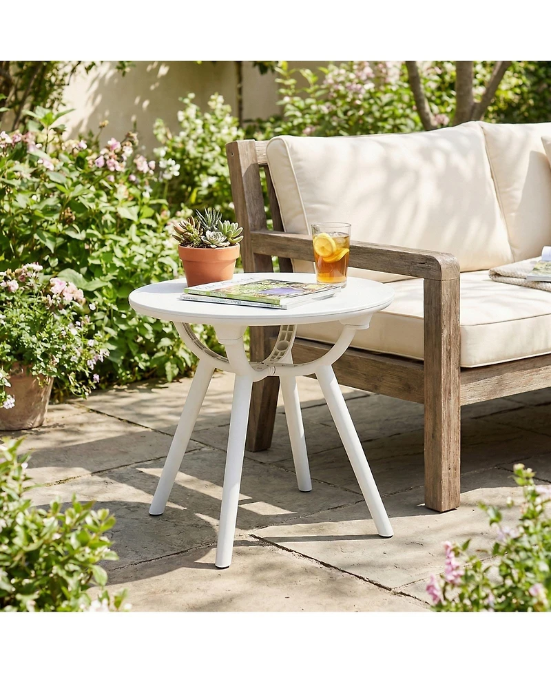 Gymax Outdoor Side Table 20'' Round Storage Weather-Resistant End