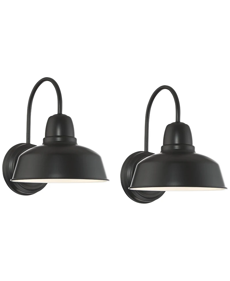 John Timberland Urban Barn Rustic Industrial Farmhouse Outdoor Wall Light Fixtures Set of 2 Metal Gooseneck Arms Downlight 13 inches Post