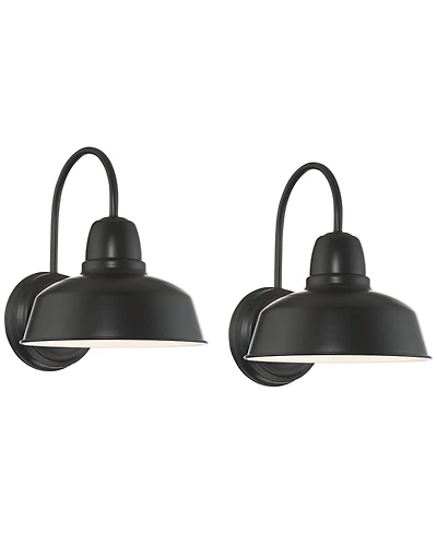 John Timberland Urban Barn Rustic Industrial Farmhouse Outdoor Wall Light Fixtures Set of 2 Metal Gooseneck Arms Downlight 13 inches Post