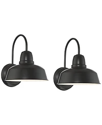 John Timberland Urban Barn Rustic Industrial Farmhouse Outdoor Wall Light Fixtures Set of 2 Metal Gooseneck Arms Downlight 13 inches Post