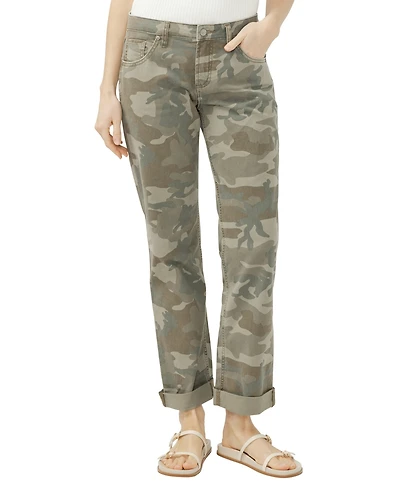 Silver Jeans Co. Women's Chelsea Mid Rise Straight Leg Camo