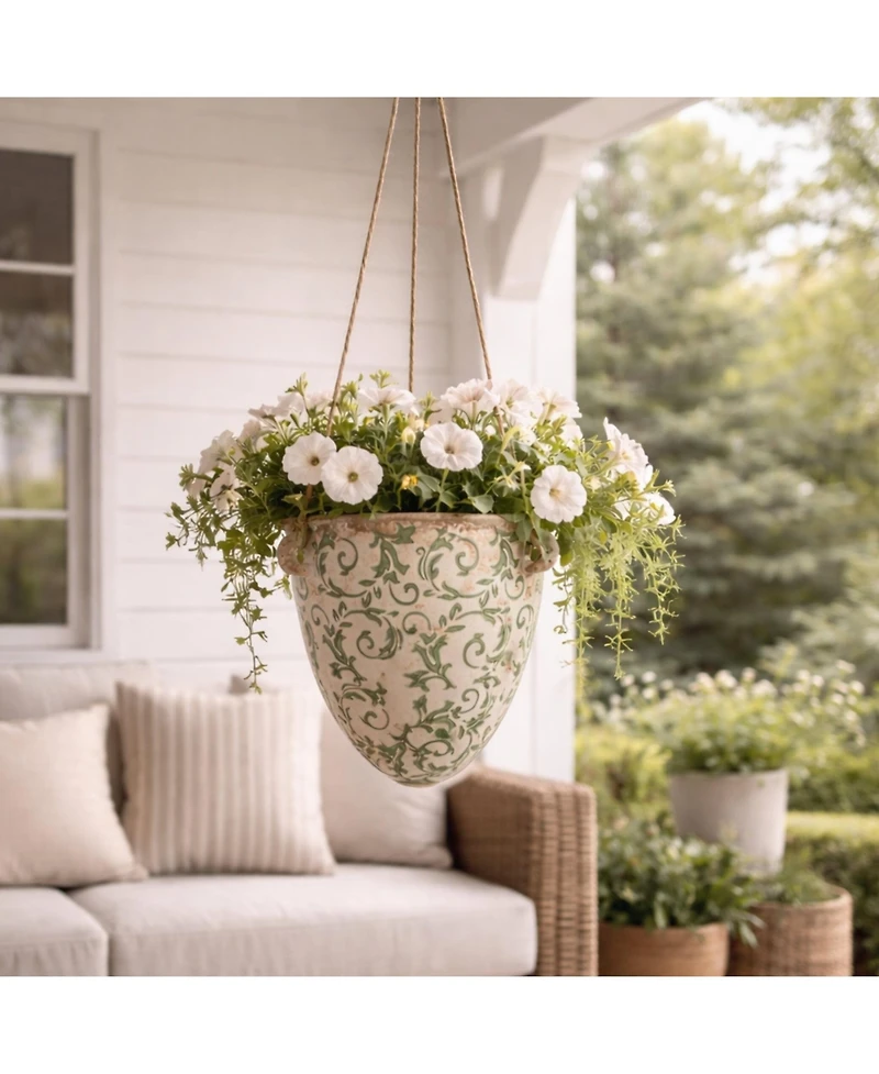 Slickblue 2' Tuscan Hanging Ceramic Scroll Planter