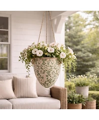 Slickblue 2' Tuscan Hanging Ceramic Scroll Planter