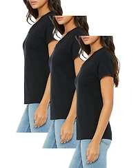 Blu Rock Women's Loose Fit Short Sleeve V-Neck Cotton Stretch Tees-3 Pack