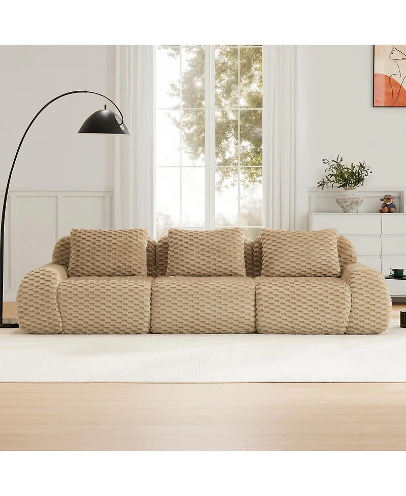 Maison Boucle 114'' Flannelette Modular Sofa, Deep Seat 3 Seater Sectional Couch