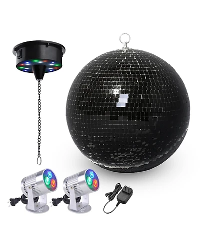 Yescom 12" Large Disco Ball with Motor and Light 6RPM Rotator And 2Pieces 3W Rgb Spotlights for 70s 80s Party Dj Bands Club Wedding Event