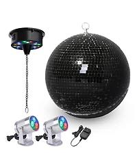 Yescom 12" Large Disco Ball with Motor and Light 6RPM Rotator And 2Pieces 3W Rgb Spotlights for 70s 80s Party Dj Bands Club Wedding Event