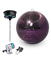 Yescom 16" Large Disco Ball with Motor and Light 6RPM Rotator and 3W Rgb Spotlight for 70s 80s Party Dj Bands Club Event Studio