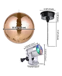 Yescom 16" Large Mirror Ball 2 Led Spotlights Rotating Motor Kit Party Club
