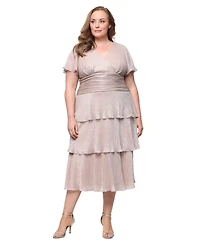 Sl Fashions Plus Short-Sleeve V-Neck Midi Dress