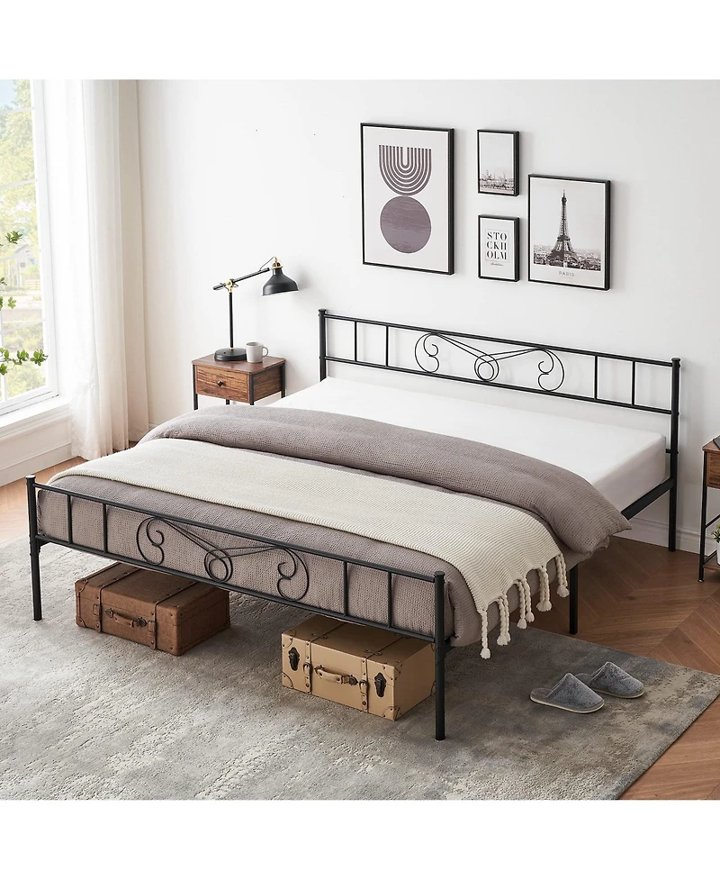gaomon Metal Platform Bed Frame with Headboard and Footboard, Mattress Foundation Premium Steel Slats Support