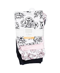 Hudson Baby Baby Girls Hudson Cotton Pants and Leggings, Black Toile Pink Bows