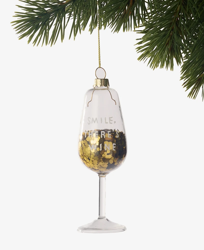 Holiday Lane Foodie Collection Sequin Wine Glass Ornament, Exclusively at Macy's