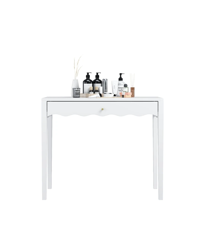 Streamdale Furniture 35 inches Scalloped Vanity Desk with Drawer and Knob
