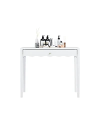 Streamdale Furniture 35 inches Scalloped Vanity Desk with Drawer and Knob