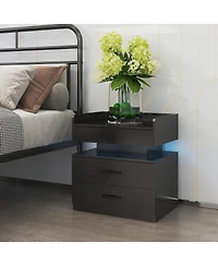 Streamdale Furniture Led Nightstand Drawers and Storage