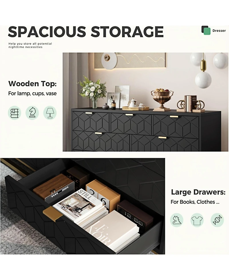 gaomon Dresser for Bedroom, 53.5" Wide Organizer, 7 Drawer with Metal Handle and Legs