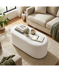 Slickblue Modern Upholstered Ottoman Bench with High Density Sponge for Comfortable Seating-Beige