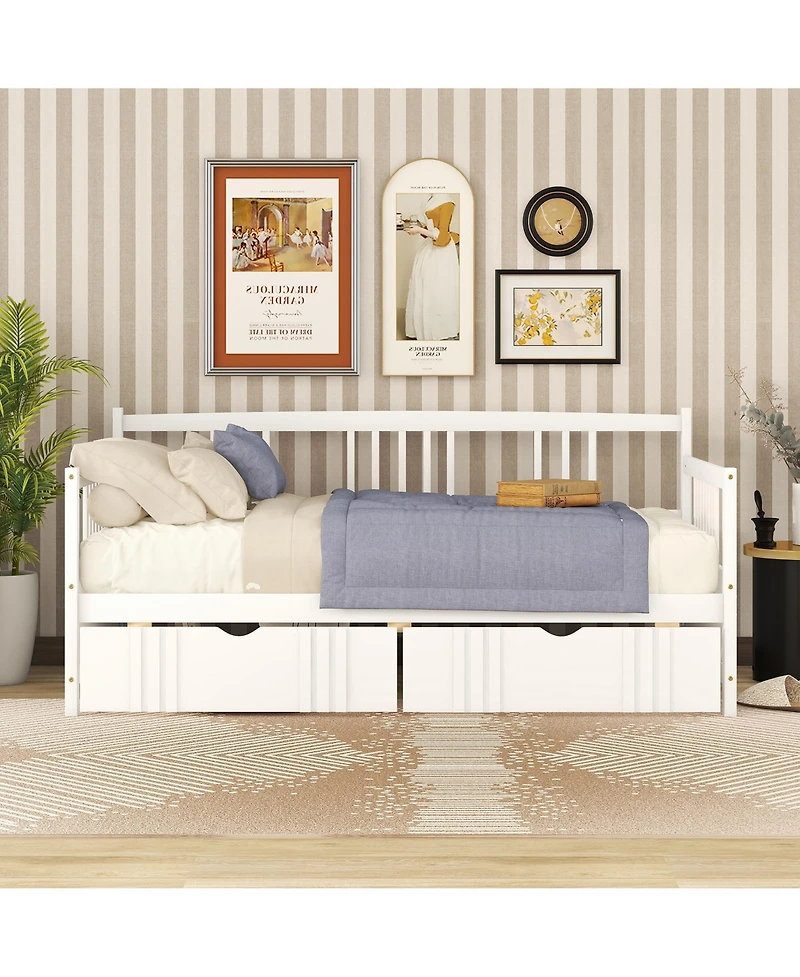 Sailvan Daybed Wood Bed with Two Drawers