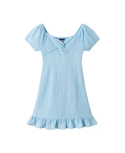 Andy & Evan Girls and Textured Woven Twist-Front Puff Sleeve Dress