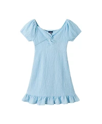 Andy & Evan Girls and Textured Woven Twist-Front Puff Sleeve Dress