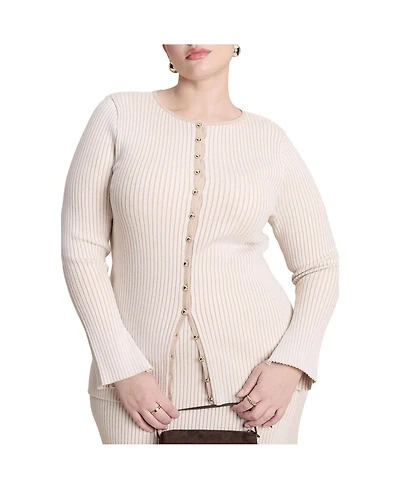 Eloquii Women's Longline Button Up Cardigan