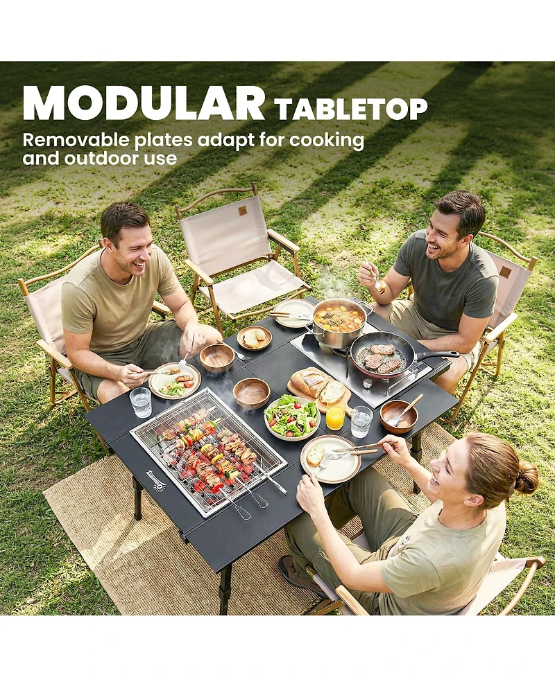 Outsunny Folding Picnic Table Adjustable Height 35" x15.7