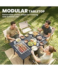 Outsunny Folding Picnic Table Adjustable Height 35" x15.7