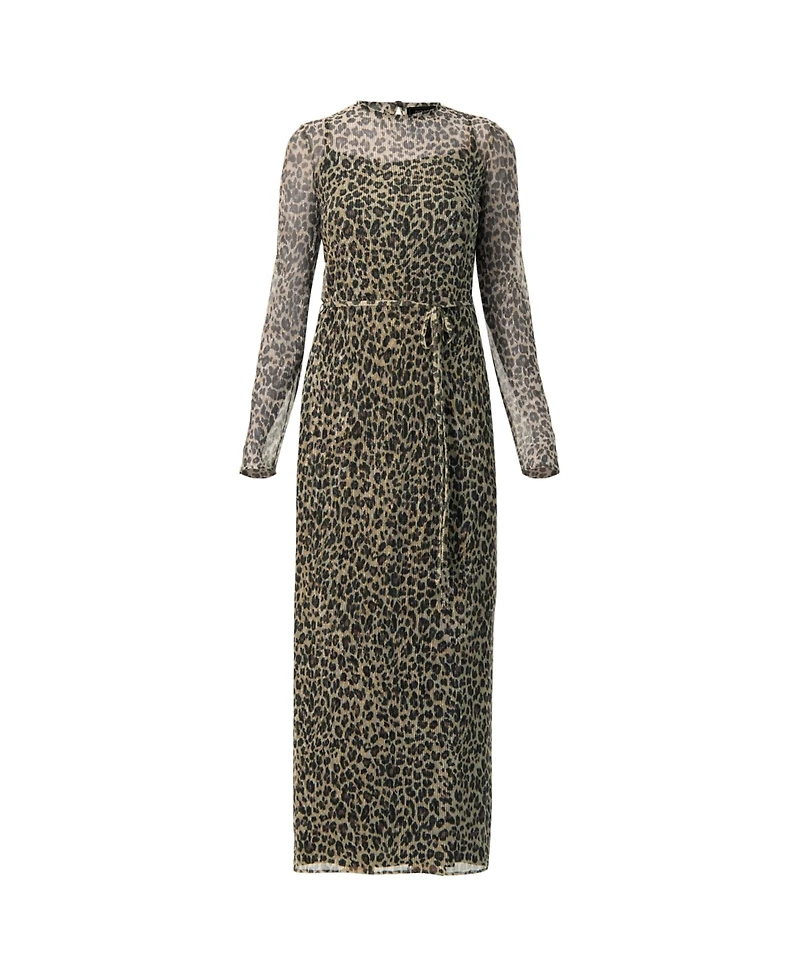 Ivonne Women's Long See-Though Animal Print Dress