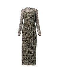 Ivonne Women's Long See-Though Animal Print Dress